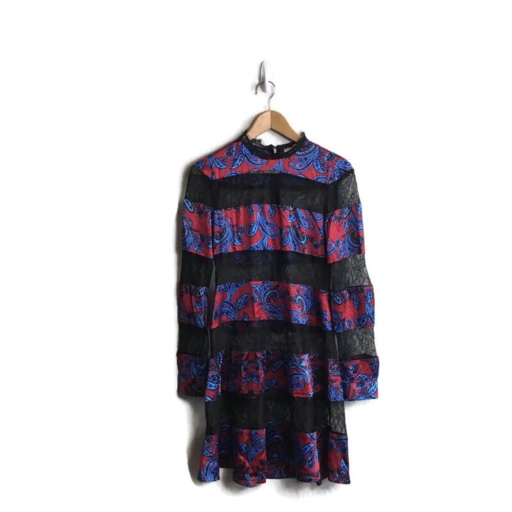 L’agence Dress Silk Paisley Lace Shift